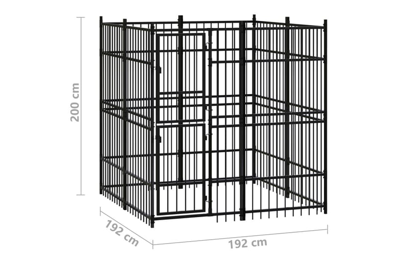 Utendørs hundegård stål 3,69 m² - Svart - Møbler - Husdyrmøbler - Hundemøbler - Hundetilbehør & hundeaccessoarer - Hundegrind & hundegjerde