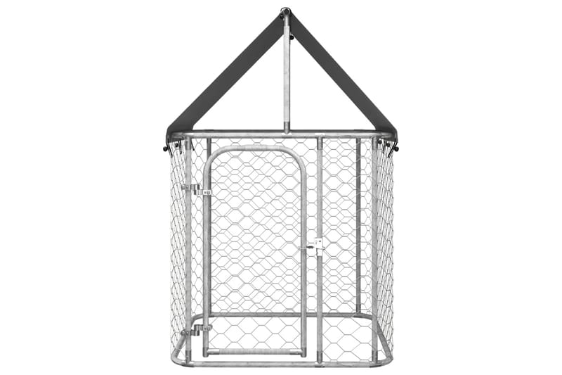 Utendørs hundegård med tak 100x100x150 cm - Silver - Møbler - Husdyrmøbler - Hundemøbler - Hundetilbehør & hundeaccessoarer - Hundegrind & hundegjerde