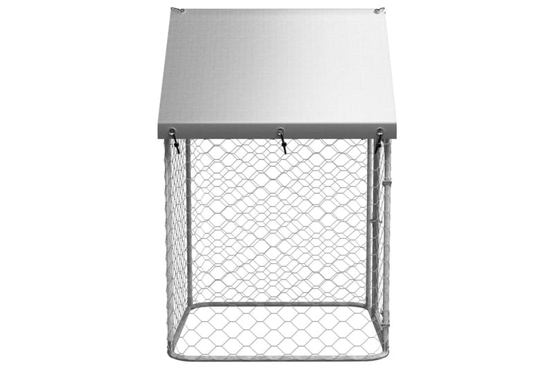 Utendørs hundegård med tak 100x100x150 cm - Silver - Møbler - Husdyrmøbler - Hundemøbler - Hundetilbehør & hundeaccessoarer - Hundegrind & hundegjerde