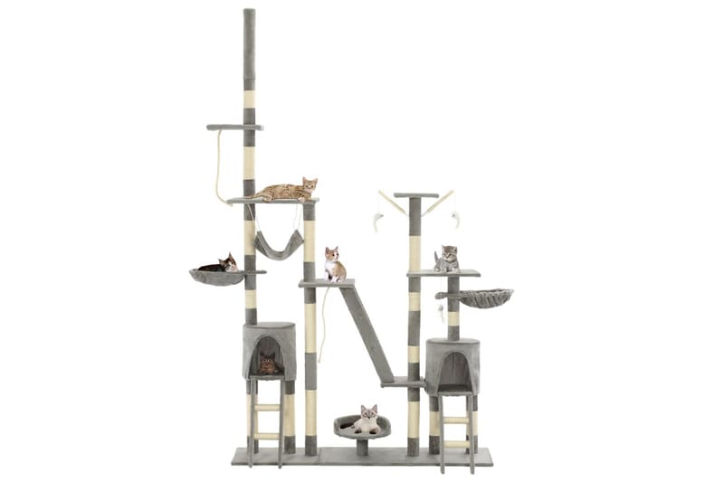 Kloretre med klorestenger i sisal 230-250 cm grå - Grå - Møbler - Husdyrmøbler - Kattemøbler - Klorestativ & kloremøbler