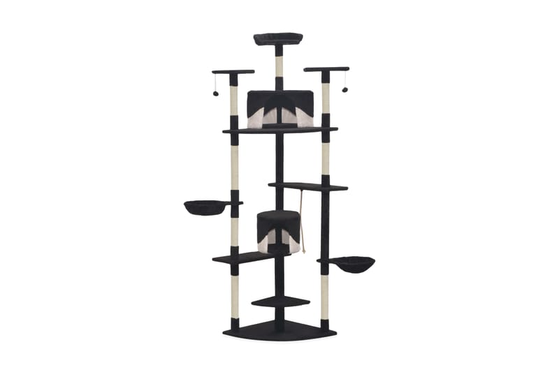 Kloretre med klorestolper i sisal 203 cm svart og hvit - Svart - Møbler - Husdyrmøbler - Kattemøbler - Klorestativ & kloremøbler