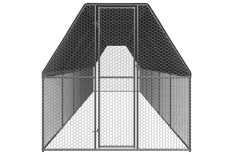 Utendørs hønsehus 2x12x2 m galvanisert stål - Silver - Møbler - Husdyrmøbler - Bur & Transportbur