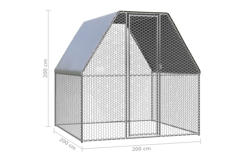 Utendørs hønsehus 2x2x2 m galvanisert stål - Silver - Møbler - Husdyrmøbler - Bur & Transportbur