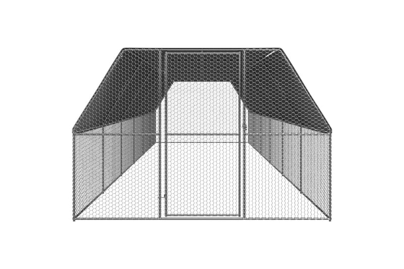 Utendørs hønsehus 3x12x2 m galvanisert stål - Silver - Møbler - Husdyrmøbler - Bur & Transportbur