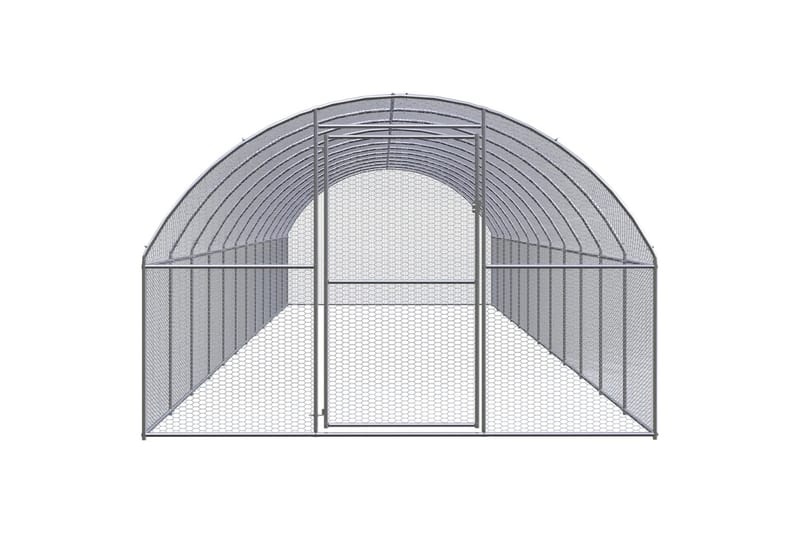 Utendørs hønsehus 3x12x2 m galvanisert stål - Silver - Møbler - Husdyrmøbler - Bur & Transportbur