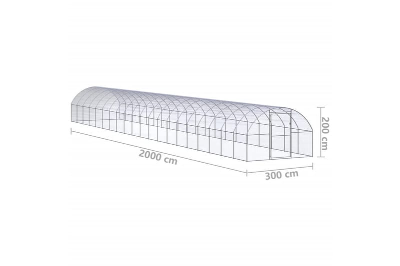 Utendørs hønsehus 3x20x2 m galvanisert stål - Silver - Møbler - Husdyrmøbler - Bur & Transportbur