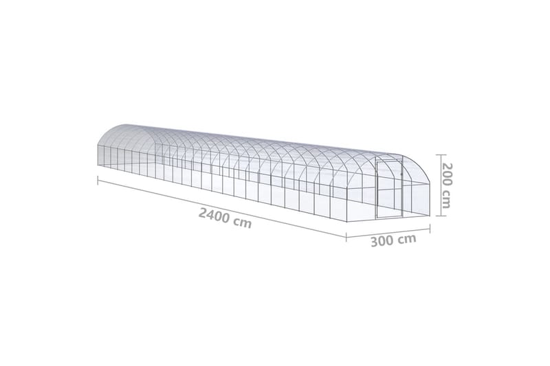 Utendørs hønsehus 3x24x2 m galvanisert stål - Silver - Møbler - Husdyrmøbler - Bur & Transportbur