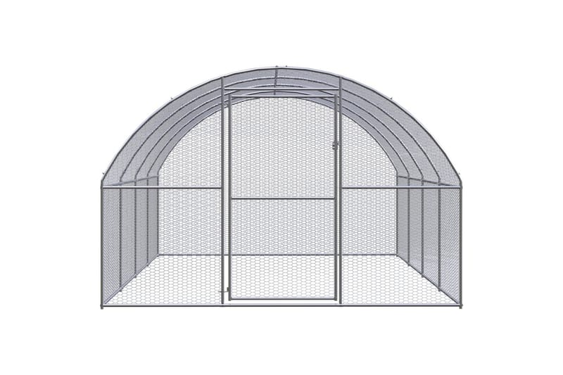 Utendørs hønsehus 3x4x2 m galvanisert stål - Silver - Møbler - Husdyrmøbler - Bur & Transportbur