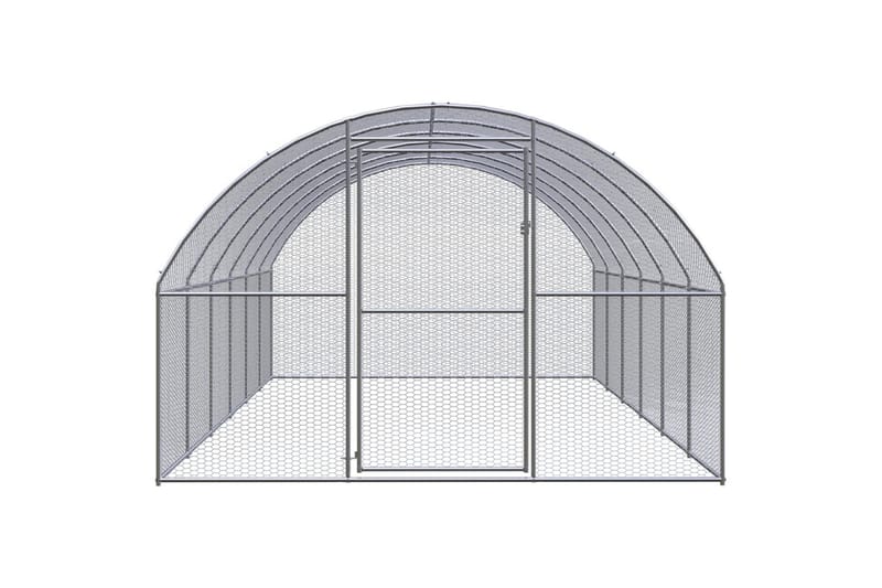 Utendørs hønsehus 3x6x2 m galvanisert stål - Silver - Møbler - Husdyrmøbler - Bur & Transportbur