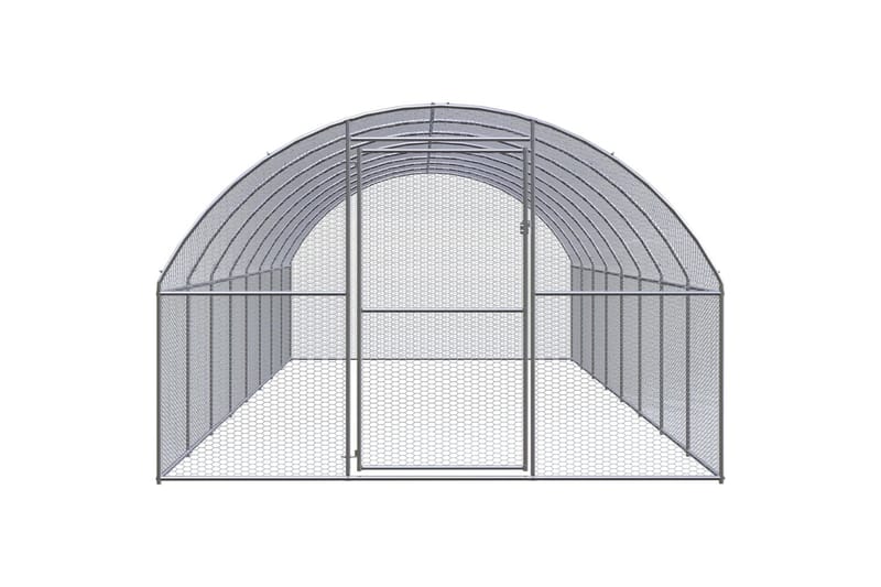 Utendørs hønsehus 3x8x2 m galvanisert stål - Silver - Møbler - Husdyrmøbler - Bur & Transportbur