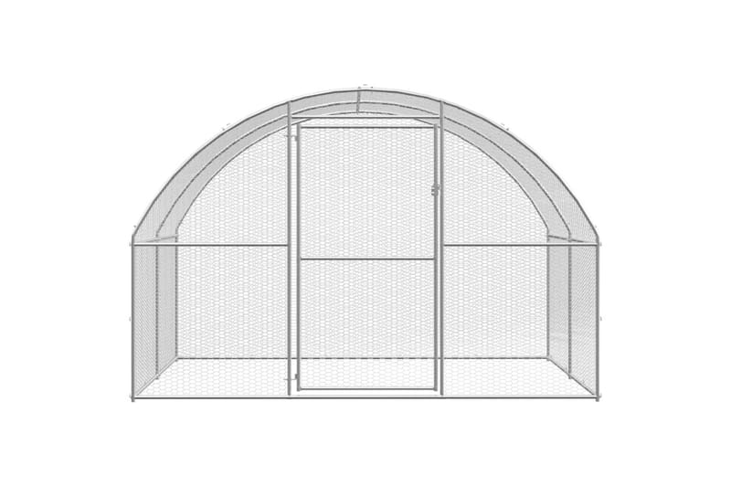 Utendørs hønsehus 3x8x2 m galvanisert stål - Silver - Møbler - Husdyrmøbler - Bur & Transportbur