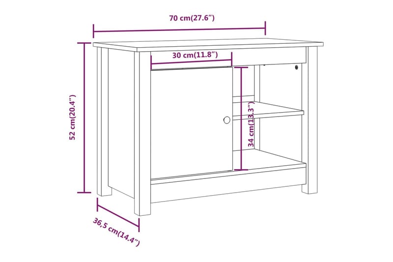 beBasic TV-benk 70x36,5x52 cm heltre furu - Brun - Møbler - TV- & Mediamøbler - TV benk & mediabenk