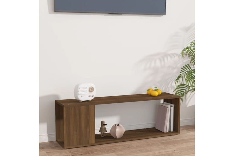 beBasic TV-benk brun eik 100x24x32 cm konstruert tre - Brun - Møbler - TV- & Mediamøbler - TV benk & mediabenk