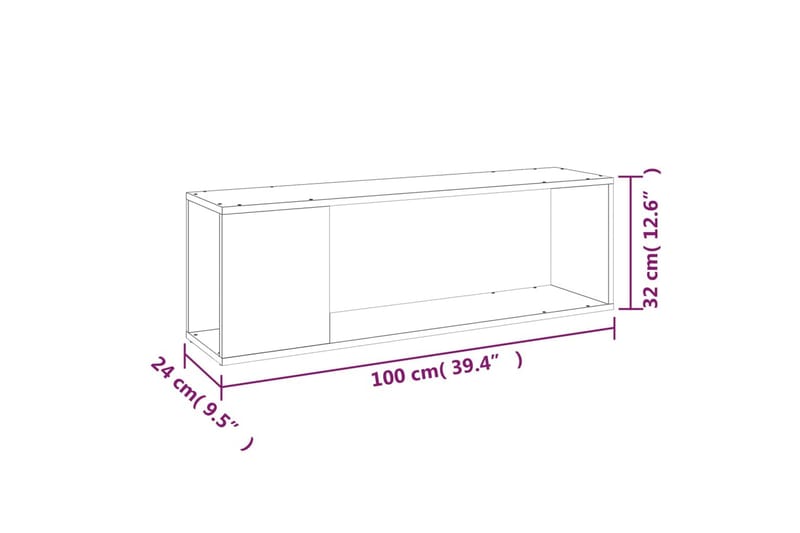 beBasic TV-benk brun eik 100x24x32 cm konstruert tre - Brun - Møbler - TV- & Mediamøbler - TV benk & mediabenk