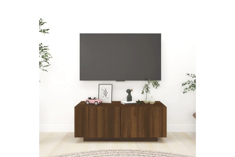 beBasic TV-benk brun eik 100x35x40 cm konstruert tre - Brun - Møbler - TV- & Mediamøbler - TV benk & mediabenk