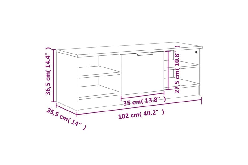 beBasic TV-benk brun eik 102x35,5x36,5 cm konstruert tre - Brun - Møbler - TV- & Mediamøbler - TV benk & mediabenk