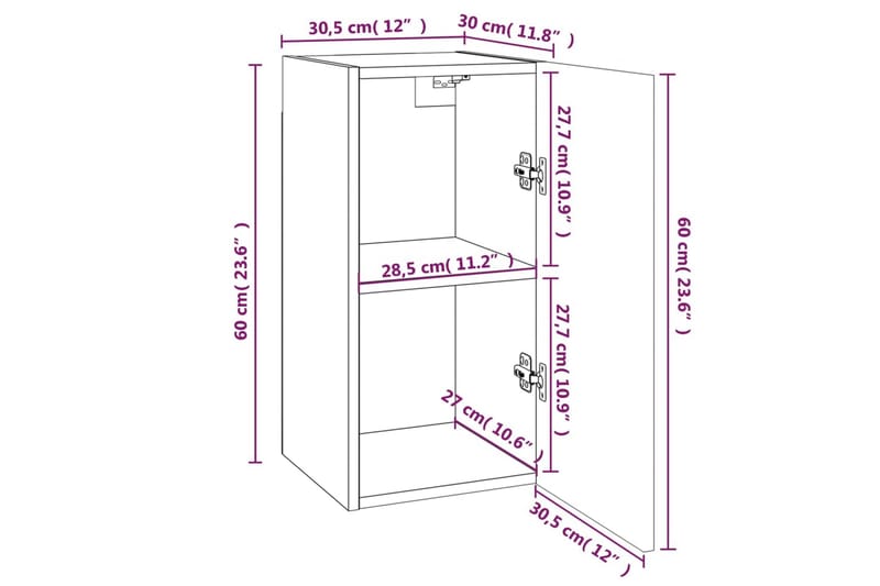 beBasic TV-benk brun eik 30,5x30x60 cm konstruert tre - Brun - Møbler - TV- & Mediamøbler - TV benk & mediabenk