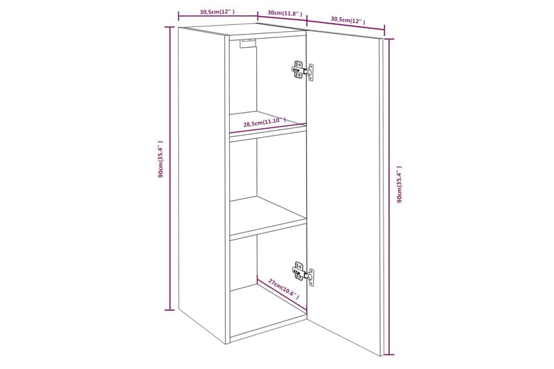 beBasic TV-benk brun eik 30,5x30x90 cm konstruert tre - Brun - Møbler - TV- & Mediamøbler - TV benk & mediabenk