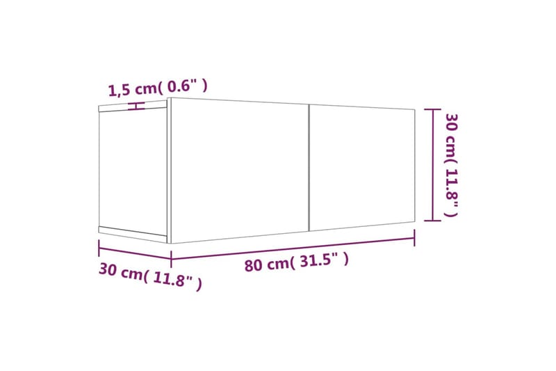 beBasic TV-benk brun eik 80x30x30 cm konstruert tre - Brun - Møbler - TV- & Mediamøbler - TV benk & mediabenk