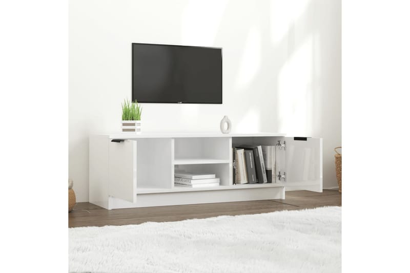beBasic TV-benk høyglans hvit 102x35x36,5 cm konstruert tre - Hvit - TV benk & mediabenk