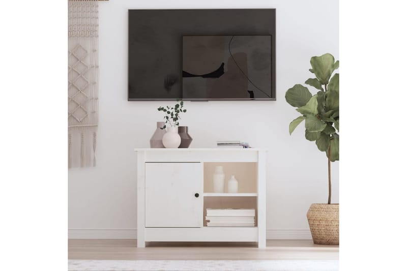 beBasic TV-benk hvit 70x36,5x52 cm heltre furu - Hvit - Møbler - TV- & Mediamøbler - TV benk & mediabenk