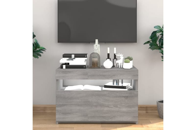 beBasic TV-benk med LED-lys grå sonoma 60x35x40 cm - GrÃ¥ - TV benk & mediabenk