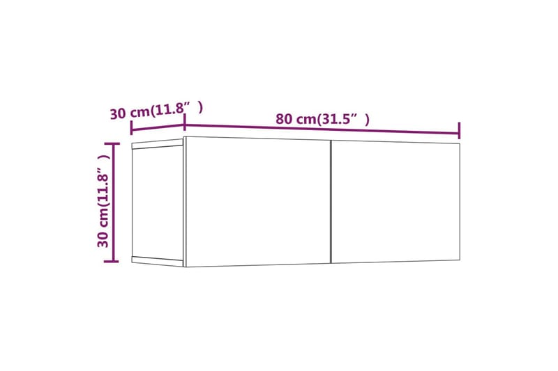 beBasic TV-benker 2 stk grå sonoma 80x30x30 cm konstruert tre - GrÃ¥ - Møbler - TV- & Mediamøbler - TV benk & mediabenk