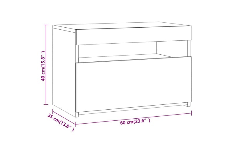 beBasic TV-benker 2 stk med LED-lys grå sonoma 60x35x40 cm - GrÃ¥ - Møbler - TV- & Mediamøbler - TV benk & mediabenk