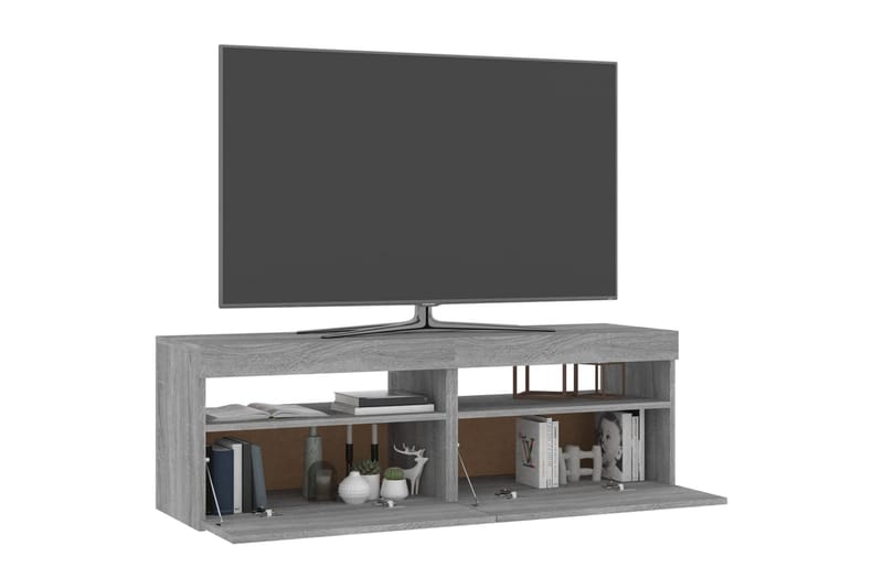 beBasic TV-benker 2 stk med LED-lys grå sonoma 60x35x40 cm - GrÃ¥ - Møbler - TV- & Mediamøbler - TV benk & mediabenk