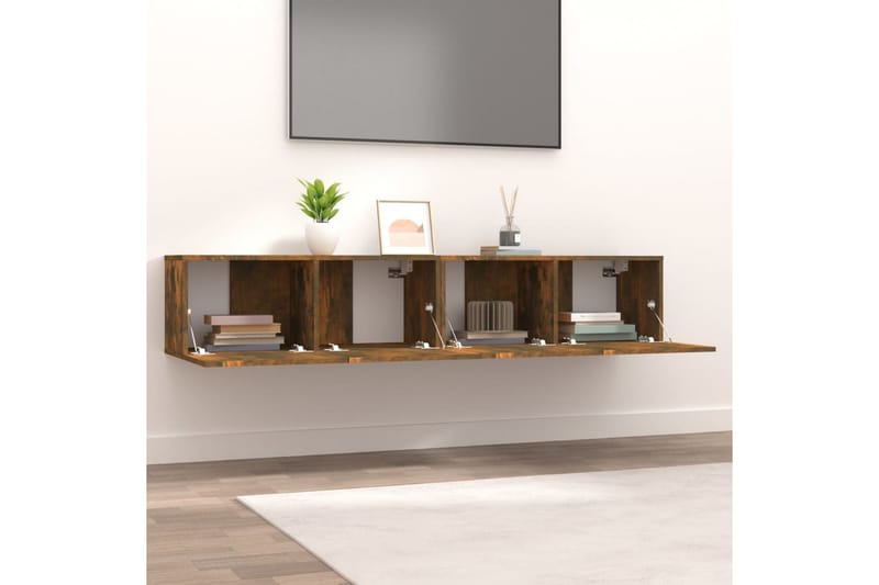 beBasic TV-benker 2 stk røkt eik 80x30x30 cm konstruert tre - Brun - Møbler - TV- & Mediamøbler - TV benk & mediabenk