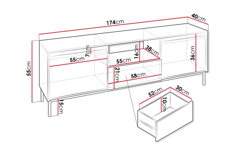 Bjurholm TV-benk 174 cm - Beige - Møbler - TV- & Mediamøbler - TV benk & mediabenk