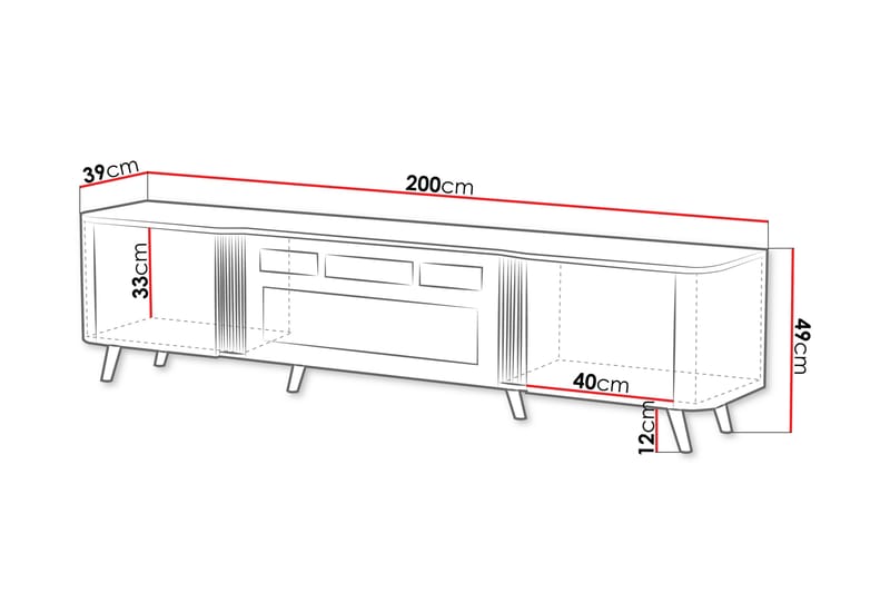 Clement TV-benk 200 cm - Beige - Møbler - TV- & Mediamøbler - TV benk & mediabenk