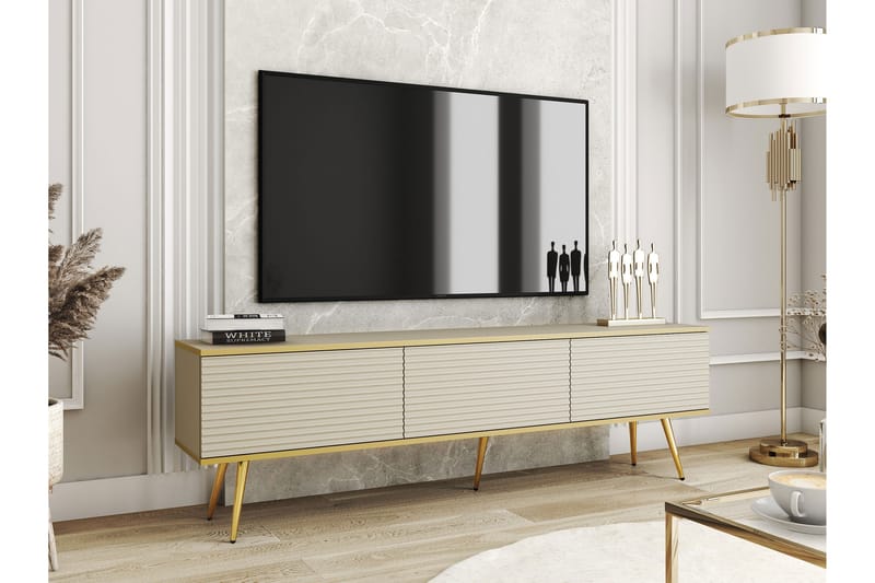 Edson TV-benk 175 cm - Beige/Gull - Møbler - TV- & Mediamøbler - TV benk & mediabenk