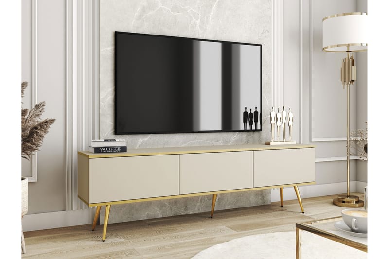 Edson TV-benk 175 cm - Beige/Gull - Møbler - TV- & Mediamøbler - TV benk & mediabenk