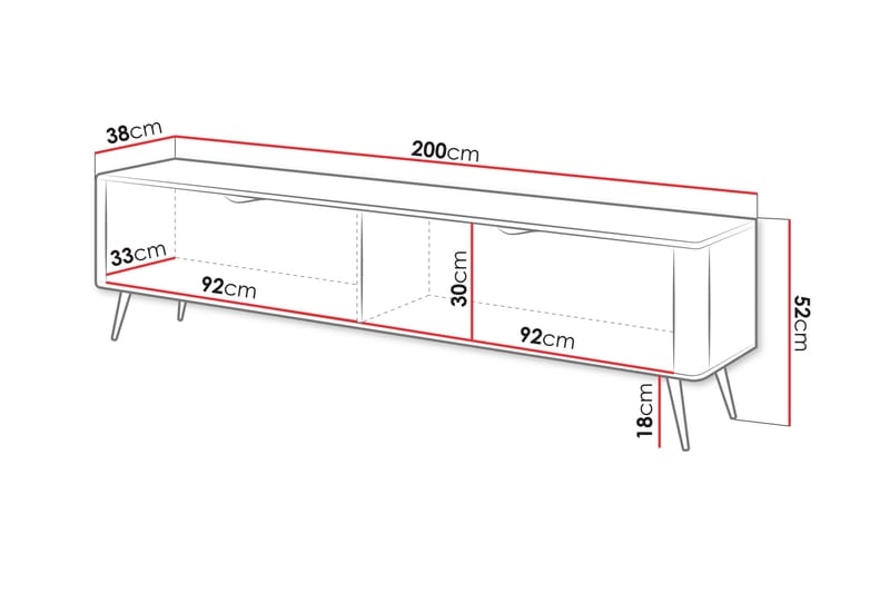 Forba TV-benk 200 cm - Svart - Møbler - TV- & Mediamøbler - TV benk & mediabenk