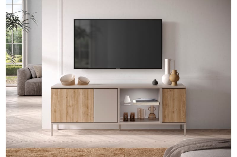 Gent Tv-bänk 160x43 cm - Grå/Brun - Møbler - TV- & Mediamøbler - TV benk & mediabenk