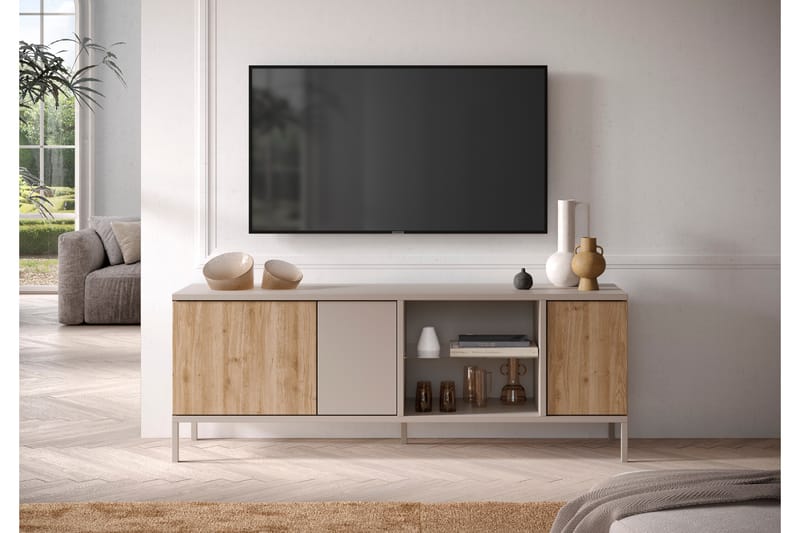 Gent Tv-bänk 160x43 cm - Grå/Brun - Møbler - TV- & Mediamøbler - TV benk & mediabenk