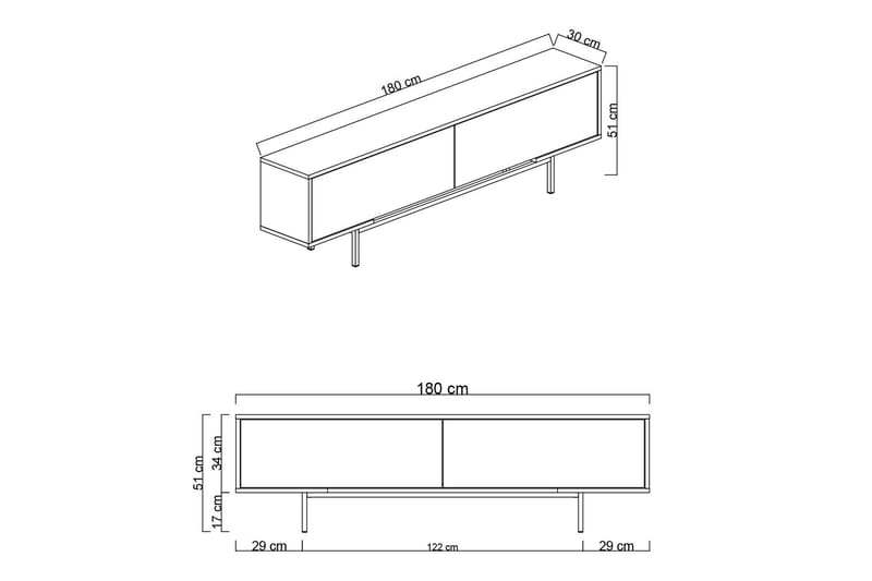 Germaine TV-benk 180 cm - Svart/Hvit - Møbler - TV- & Mediamøbler - TV benk & mediabenk