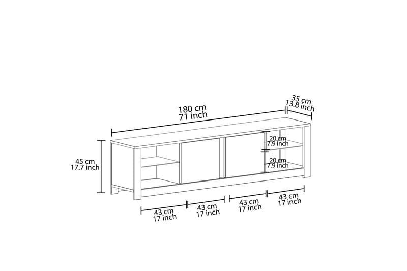 Griselda TV-benk 180 cm - Hvit/Eik - Møbler - TV- & Mediamøbler - TV benk & mediabenk