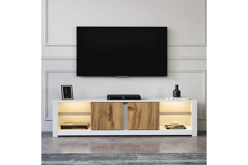 Griselda TV-benk 180 cm - Hvit/Eik - Møbler - TV- & Mediamøbler - TV benk & mediabenk