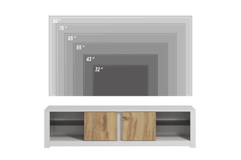 Griselda TV-benk 180 cm - Hvit/Eik - Møbler - TV- & Mediamøbler - TV benk & mediabenk