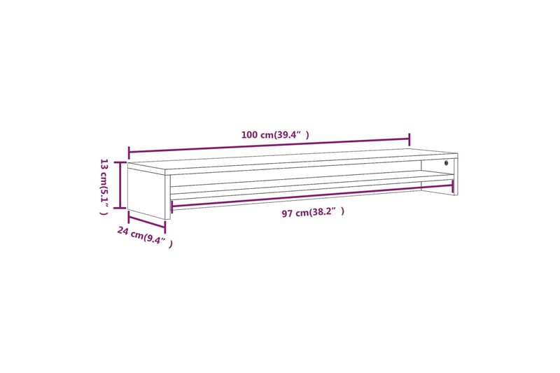 beBasic Skjermstativ brun eik 100x24x13 cm konstruert tre - Brun - Møbler - TV- & Mediamøbler - Mediestativ & veggfeste - TV-veggfeste