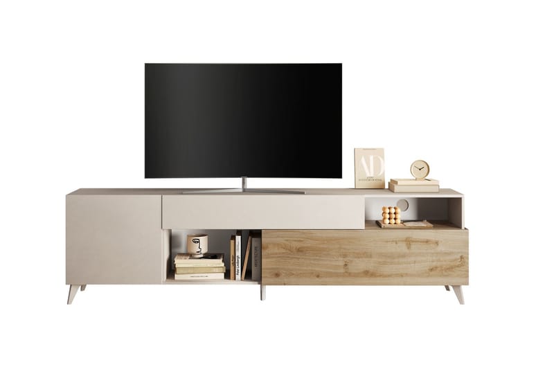 Monaco Tv-bänk 241x42 cm - Brun/Hvit - Møbler - TV- & Mediamøbler - TV benk & mediabenk