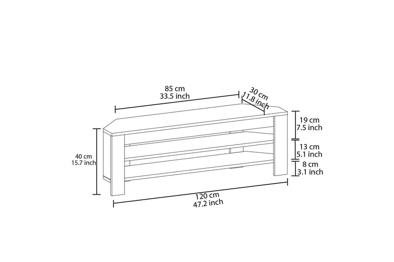 Oderzo TV-benk 120 cm - Eik - Møbler - TV- & Mediamøbler - TV benk & mediabenk