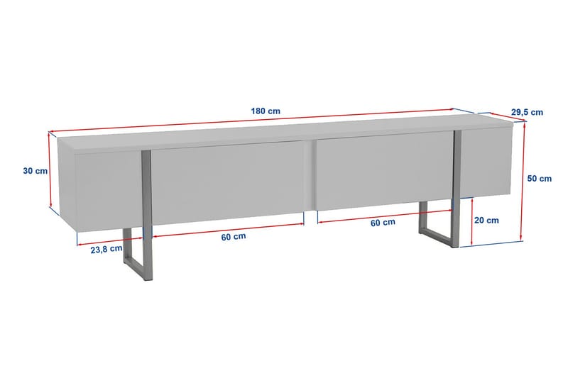 Serenity Tv-benk 180x30 cm - Hvit/Gull - Møbler - TV- & Mediamøbler - TV benk & mediabenk