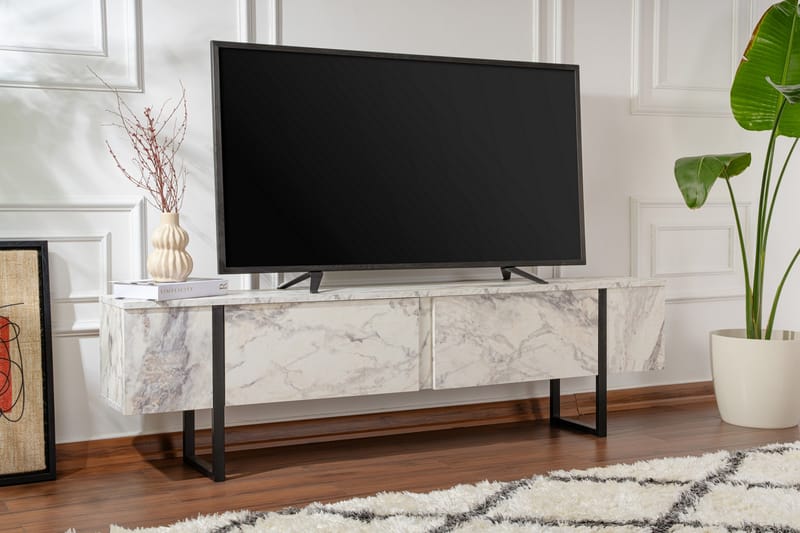 Serenity Tv-benk 180x30 cm - Marmor/Svart - Møbler - TV- & Mediamøbler - TV benk & mediabenk