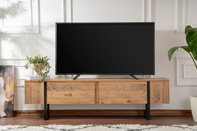 Serenity Tv-benk 180x30 cm - Tre/Svart - Møbler - TV- & Mediamøbler - TV benk & mediabenk