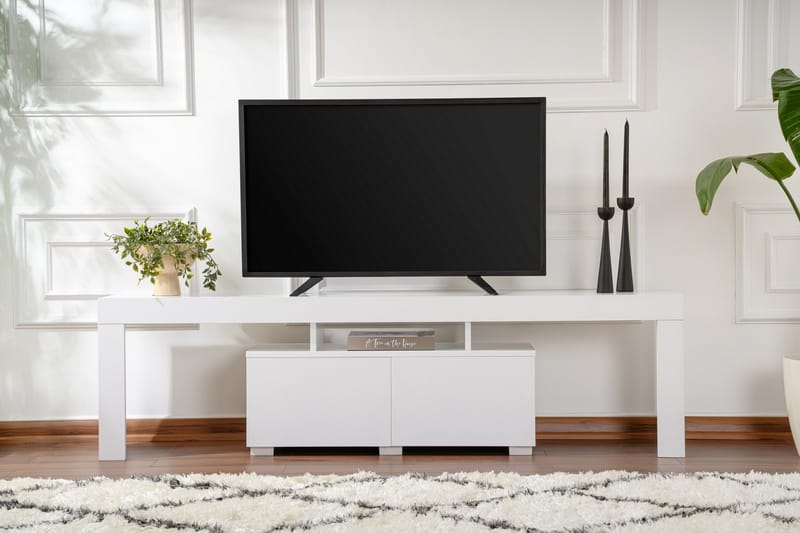 Shanah Tv-benk 180x31 cm - Hvit - Møbler - TV- & Mediamøbler - TV benk & mediabenk