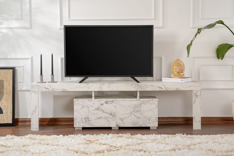 Shanah Tv-benk 180x31 cm - Marmor/Beige - Møbler - TV- & Mediamøbler - TV benk & mediabenk