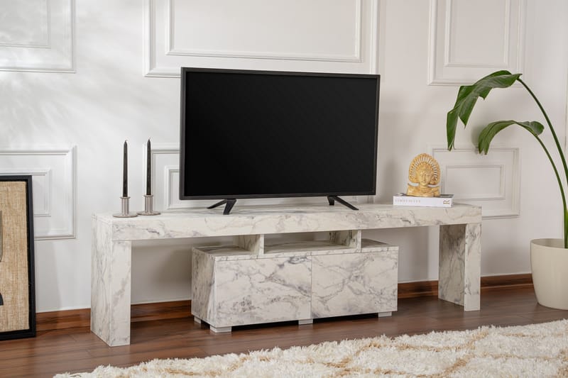 Shanah Tv-benk 180x31 cm - Marmor/Beige - Møbler - TV- & Mediamøbler - TV benk & mediabenk